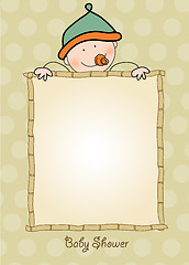 Image showing baby boy shower announcement card