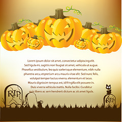 Image showing Halloween Illustration with Pumpkins for invite cards