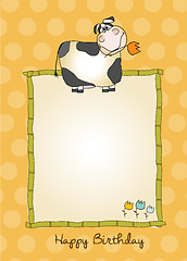 Image showing new baby announcement card with cow