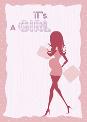 Image showing baby announcement card with beautiful pregnant woman