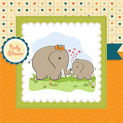 Image showing baby shower card with baby elephant and his mother