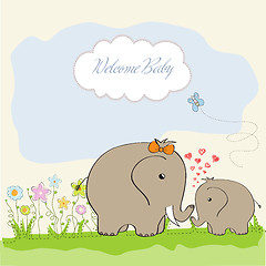 Image showing baby shower card with baby elephant and his mother