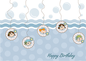 Image showing happy birthday greeting card with five little girls