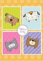 Image showing baby shower card with funny cube animals