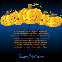 Image showing Halloween Illustration with Pumpkins for invite cards