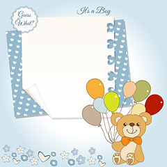 Image showing baby shower card with cute teddy bear