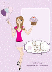 Image showing Sweet Sixteen Birthday card with young girl