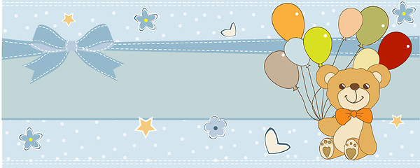 Image showing baby shower card with cute teddy bear