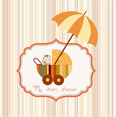 Image showing baby shower card with cute stroller