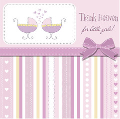 Image showing delicate baby twins announcement card