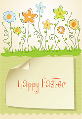 Image showing Easter greeting card with spring flowers