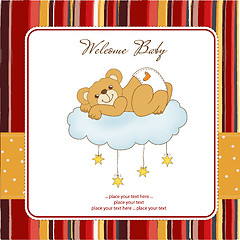 Image showing baby shower card with sleepy teddy bear