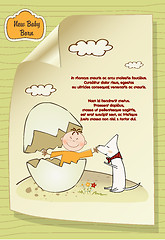 Image showing welcome baby card with broken egg ad dog