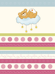 Image showing baby shower card with sleepy teddy bear