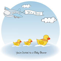 Image showing baby boy announcement card with airplane
