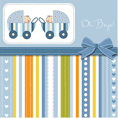 Image showing welcome, baby twins announcement card