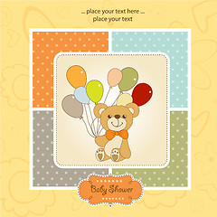 Image showing baby shower card with cute teddy bear