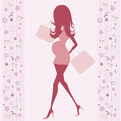 Image showing baby announcement card with beautiful pregnant woman