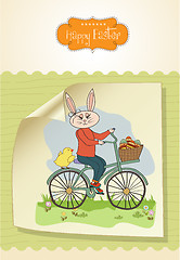 Image showing Easter bunny with a basket of Easter eggs