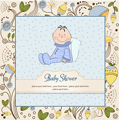 Image showing new baby announcement card with little baby