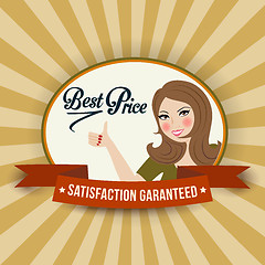 Image showing retro illlustration with a  woman and best price message