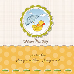 Image showing baby  shower card with duck toy