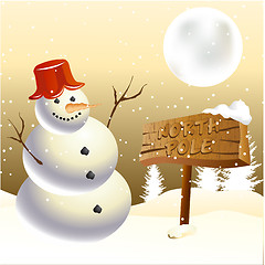 Image showing Snowman at North pole