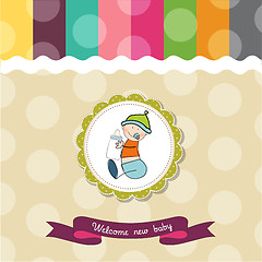 Image showing baby shower card with little baby