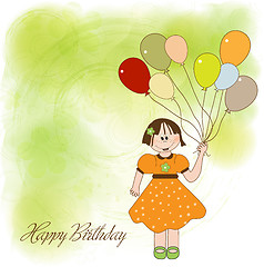 Image showing birthday greeting card with girl