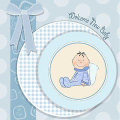 Image showing  baby announcement card with little baby