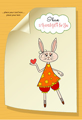 Image showing cute little doe who gives her heart. romantic and funny love gre
