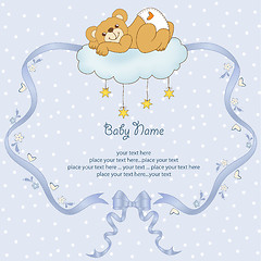 Image showing baby shower card with sleepy teddy bear