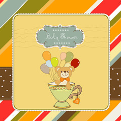 Image showing baby shower card with cute teddy bear