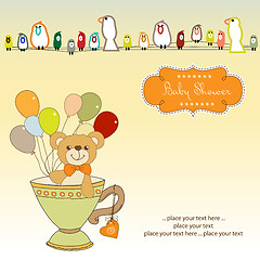 Image showing baby shower card with cute teddy bear