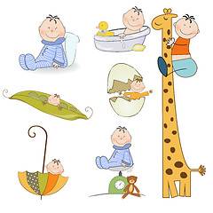 Image showing baby boy items set in vector format isolated on white background