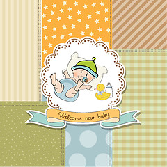 Image showing new baby announcement card with little baby