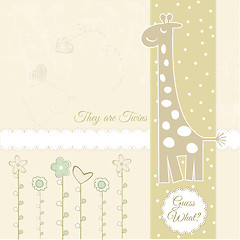 Image showing new baby announcement card with giraffe