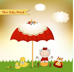 Image showing new baby invitation with umbrella