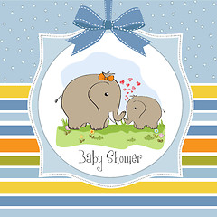 Image showing baby shower card with baby elephant and his mother