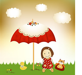 Image showing new baby invitation with umbrella