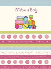 Image showing baby  shower card with toy train