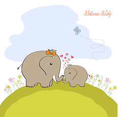 Image showing baby shower card with baby elephant and his mother