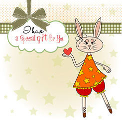 Image showing cute little doe who gives her heart. romantic and funny love gre