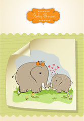 Image showing baby shower card with baby elephant and his mother