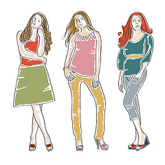 Image showing hand drawn fashion girls