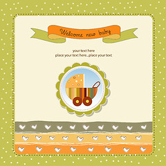 Image showing baby shower card with cute stroller