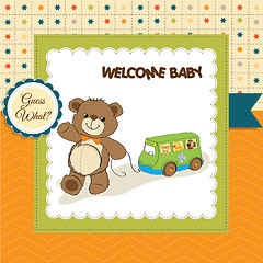 Image showing baby shower card with cute teddy bear