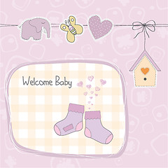 Image showing baby girl shower card with socks