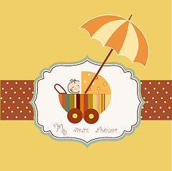 Image showing baby shower card with cute stroller