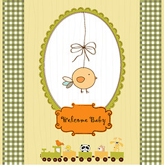 Image showing new baby announcement card with chicken